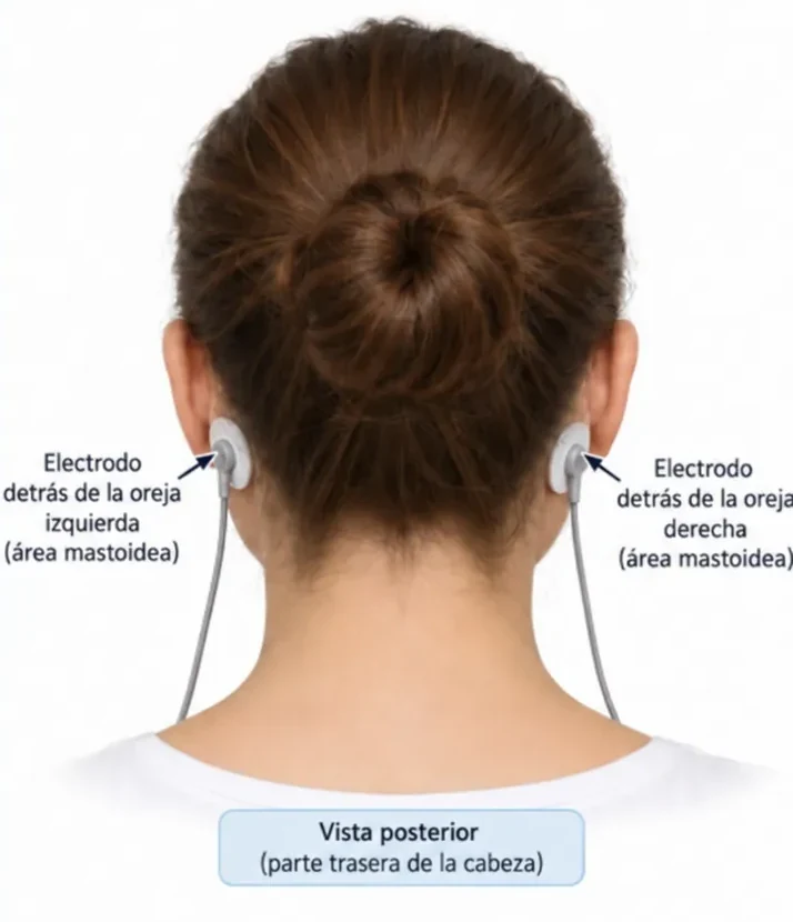 Colocación de los electrodos: uno detrás de cada oreja